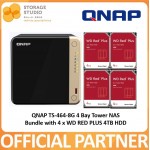 QNAP TS-464 4 Bay Tower NAS Bundle with 4 x 4TB WD Red Plus NAS Hard Disk. Singapore Local Warranty 3 Years